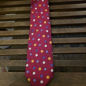 Lee Allison Four in Hands Silk Red Polka Dot Silk Necktie Tie